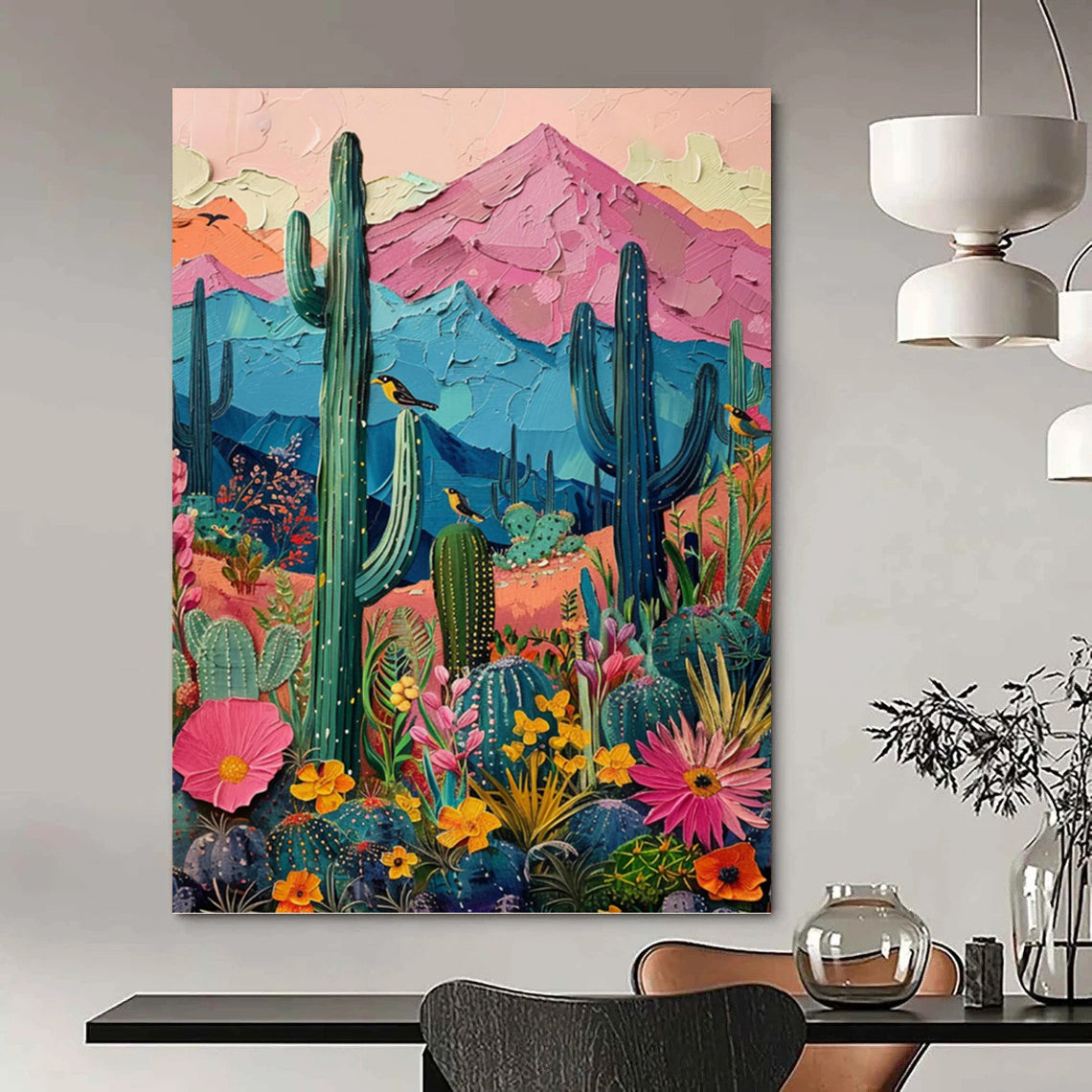 Alluring Hand - Painted Textured Abstract on Canvas for Hallway & Bedroom DKH1402