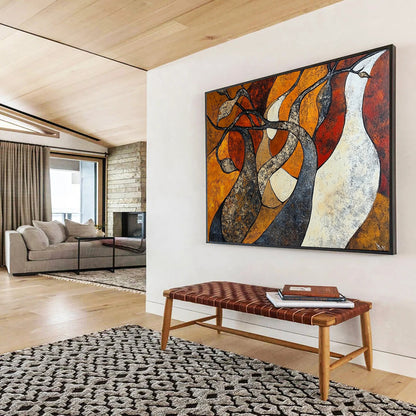 “Abstract Tree Forms” - Orange, brown, twisted trees, Abstract Painting On Canvas HB0565