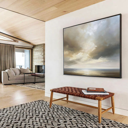 “Moody Sea and Sky” - Greys, Browns, Blues, Sea - Scape - Abstract Oil Painting HB1581