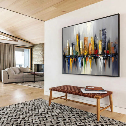 Colorful Cityscape Reflection - Vibrant Living Room Energy DLZ067