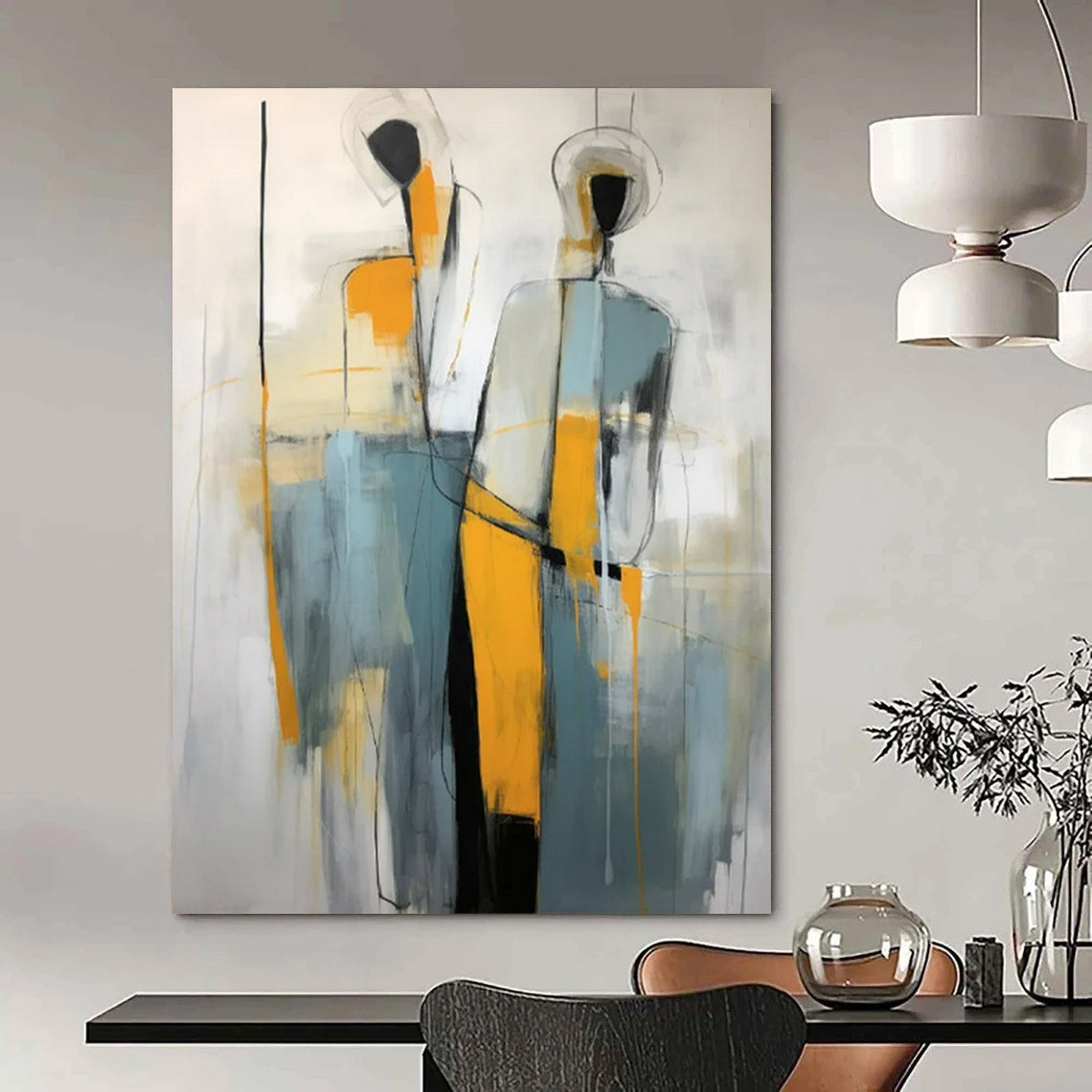 Large-Format Hand-Painted Abstract Canvases for Bedroom & Walk-in Closet LargeART2232
