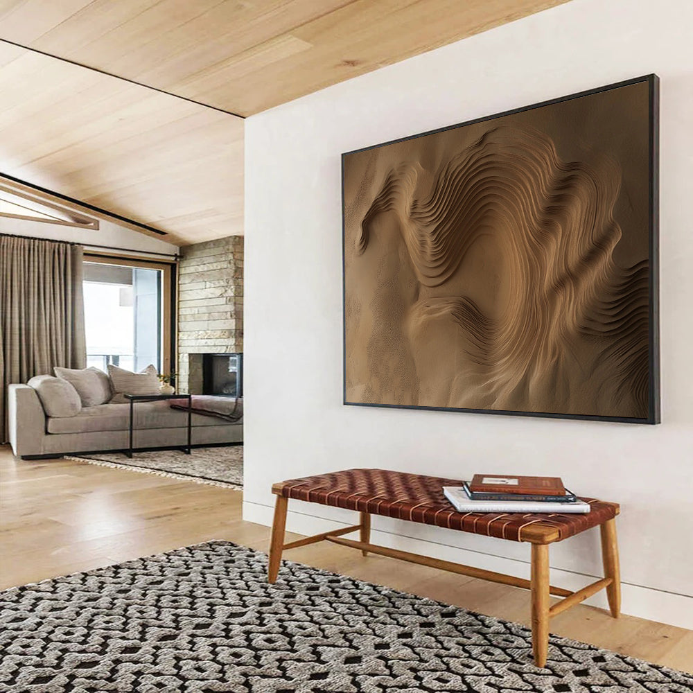 “Sandy Waves” - Earthy Browns, Textured Sand Patterns - Abstract Sand Art - Mixed Media HB1615