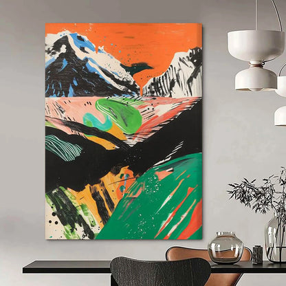 Celestial Confluence: Large - Format Hand - Painted Custom Abstract Gemstone for Dining Room and Office DTP092