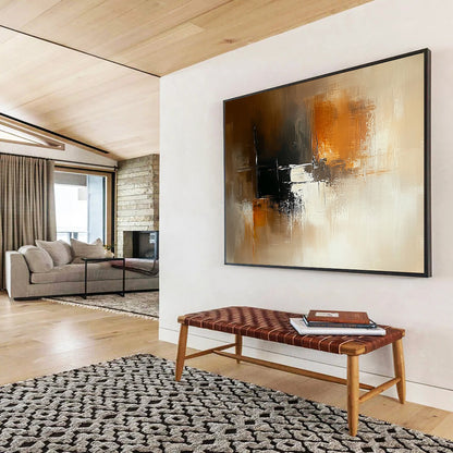 “Warm Brown - Black Textures” - Brown, Black, White, Textured Layers - Abstract Impasto Acrylic Painting HB1524