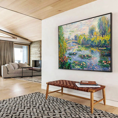 Monet - Style Water Lily Pond - Impressionist Living Room or Dining Room Art DLZ197