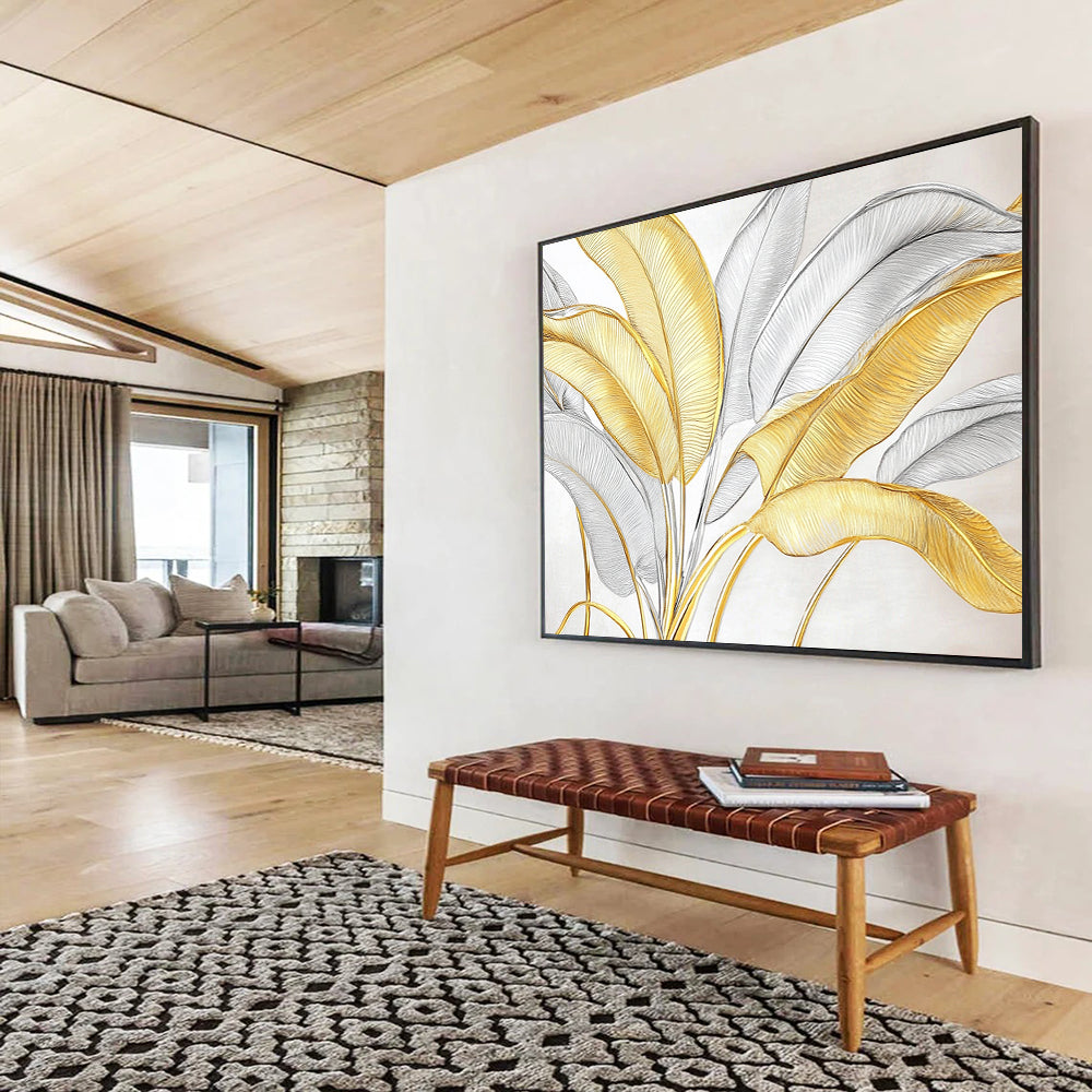 “Gold - Silver Leaf Patterns” - Metallic Botanical Painting HB0530
