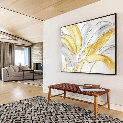 “Gold - Silver Leaf Patterns” - Metallic Botanical Painting HB0530