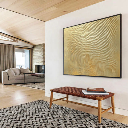 “Golden Ripple Texture” - Gold, Textured Abstract Painting On Canvas HB0725