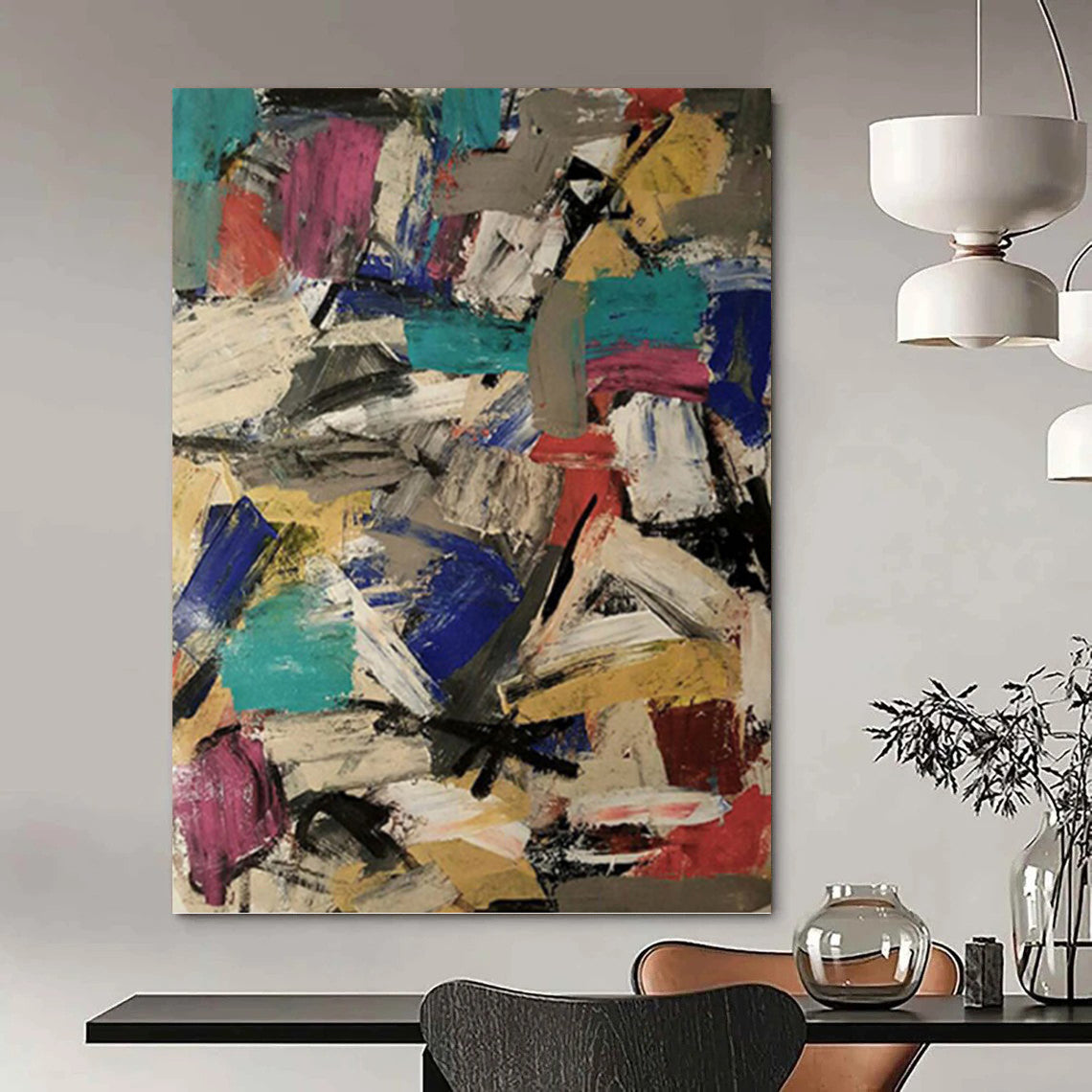 Vast Hand - Painted Custom Textured Canvas Abstract for Bar & Hotel Lobby DKH1039
