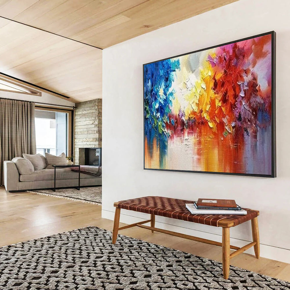 Colorful Abstract Forest Reflection - Vibrant Living Room or Office Art DLZ186