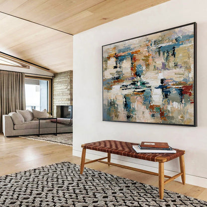 Colorful Abstract Impasto - Lively Living Room Centerpiece DLZ012