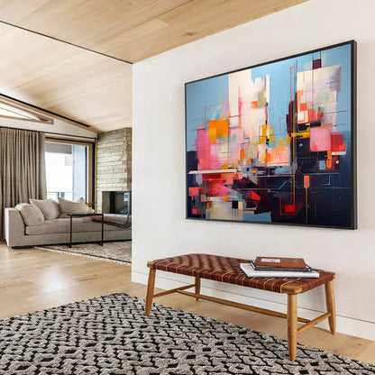 Vibrant Geometric Abstract - Bold Modern Living Room Art DLZ020