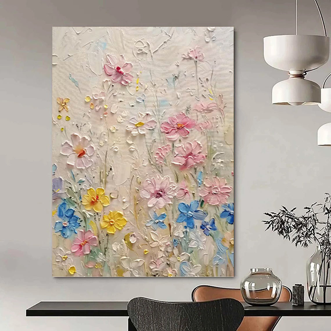 Custom - Made Hand - Painted Textured Abstract Canvas for Bedroom & Office DKH1000
