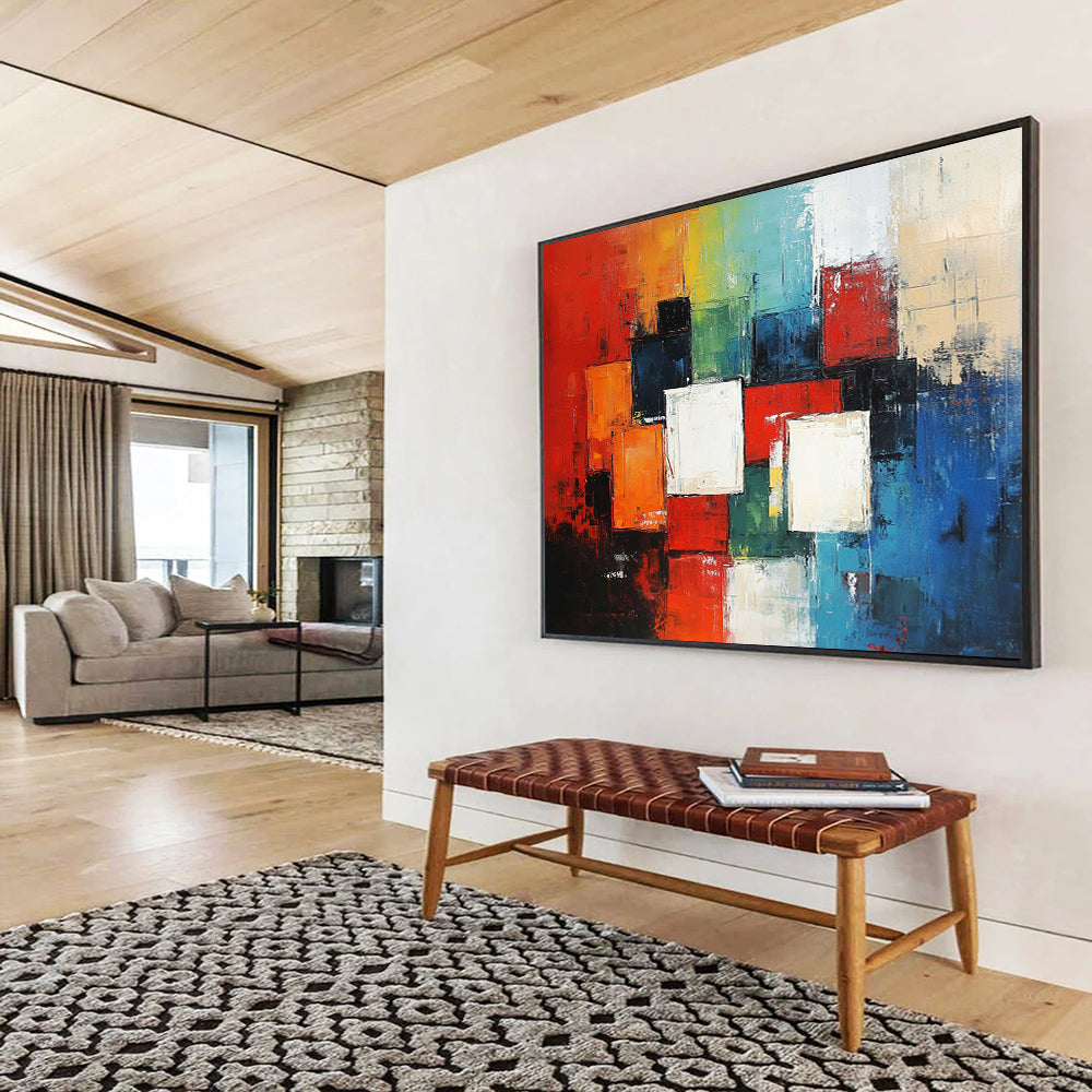 “Colorful Cubist Blocks” - Red, Green, Blue, Abstract Cubist Blocks HB1134