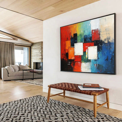 “Colorful Cubist Blocks” - Red, Green, Blue, Abstract Cubist Blocks HB1134