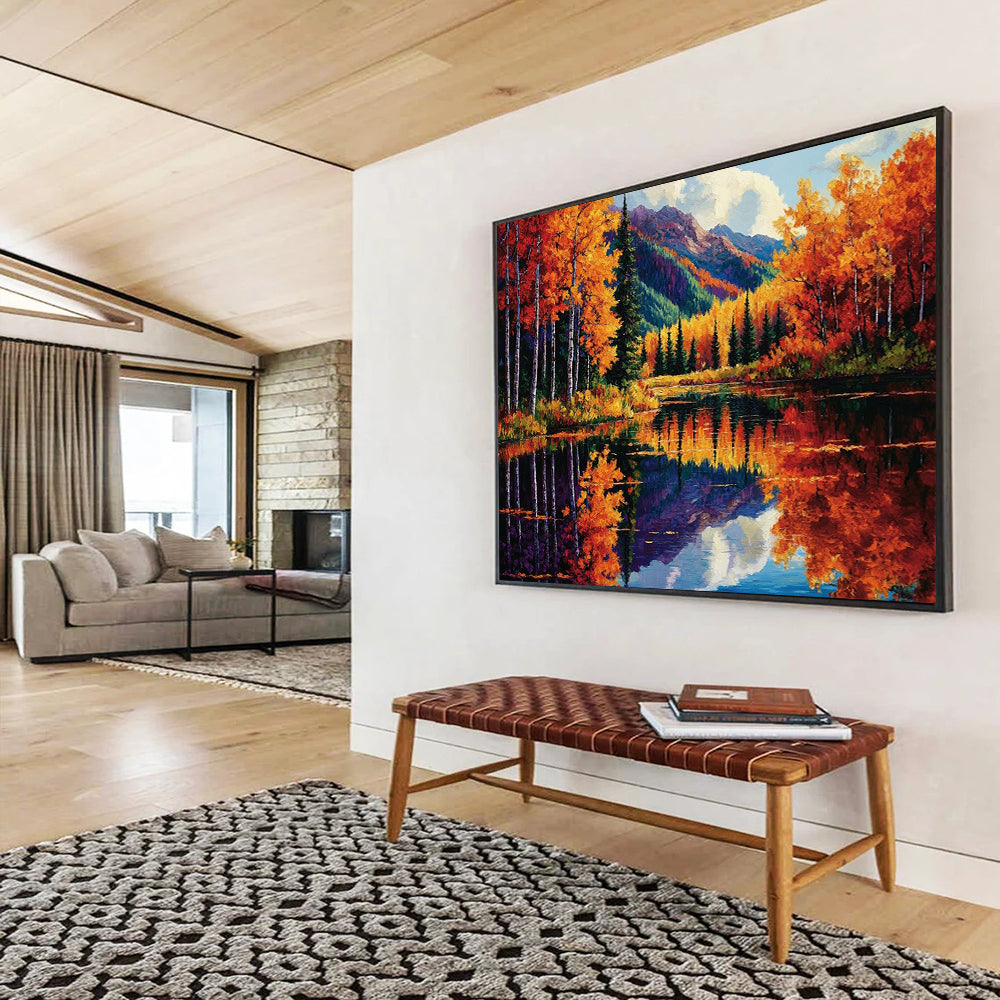 Autumn Forest Reflection - Realistic Landscape Painting On Canvas HB0434