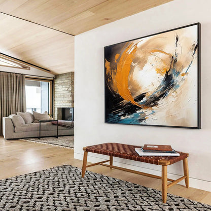 Dynamic Orange - Blue Abstract Painting - Energetic Welcome Art for Foyer DLZ098