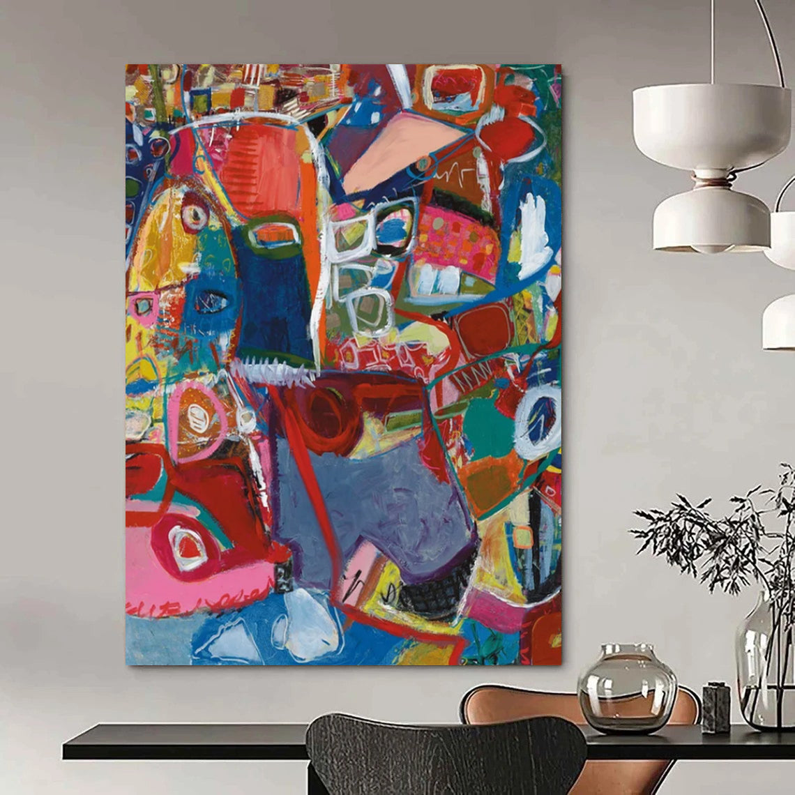 Hand-Painted Large Custom Abstract Paintings: Textured Styles for Dining Room & Bar DTP297