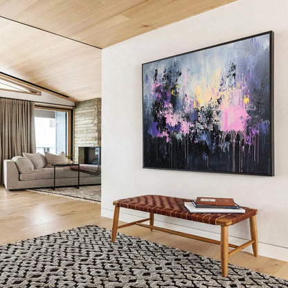 “Mystic Purple Drips” - Purple, Pink, Gray, Black, Dripping Abstract Painting On Canvas HB1051