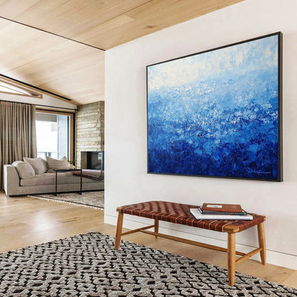 “Blue Gradient Textured Sea” - Blue, Gradient Textures, Sea - Like Painting On Canvas HB0843