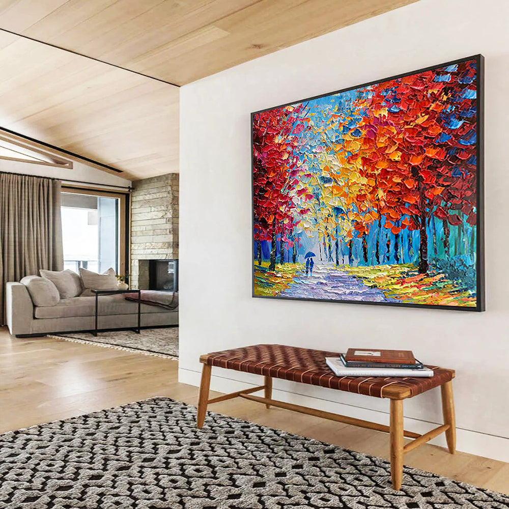 Colorful Autumn Forest Stroll - Romantic Living Room or Bedroom Art DLZ200