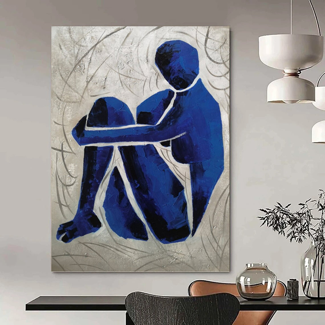 Elevated - Reach Vertical Hand - Painted Custom Abstract Overture (with Intricate Textures) for Hallway and Entryway DKH1569