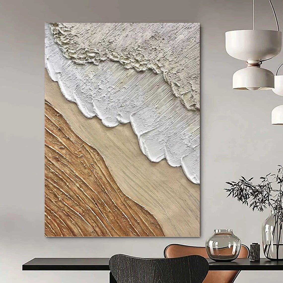 Large - Format Custom - Textured Hand - Painted Abstract Mural for Dining Room & Bar DKH1026