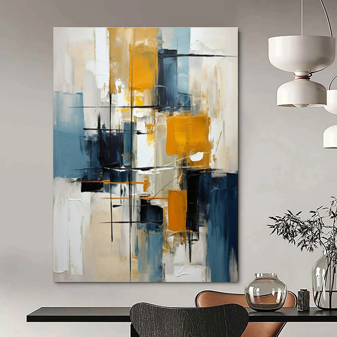 Oversized Custom Hand-Painted Abstract Mural for Living Room & Hotel Wellness Retreats LargeART1452
