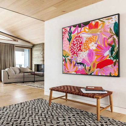 Large - Format Textured Hand - Painted Abstract Artwork for Space Accent DKH708