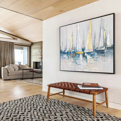 Sailboats on Calm Sea - Nautical Living Room or Office Art DLZ257