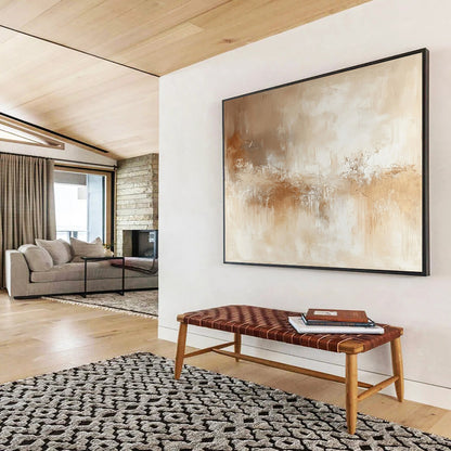 “Beige - Brown Abstract Flow” - Beige, Brown, Flowing Textures Painting On Canvas HB0789