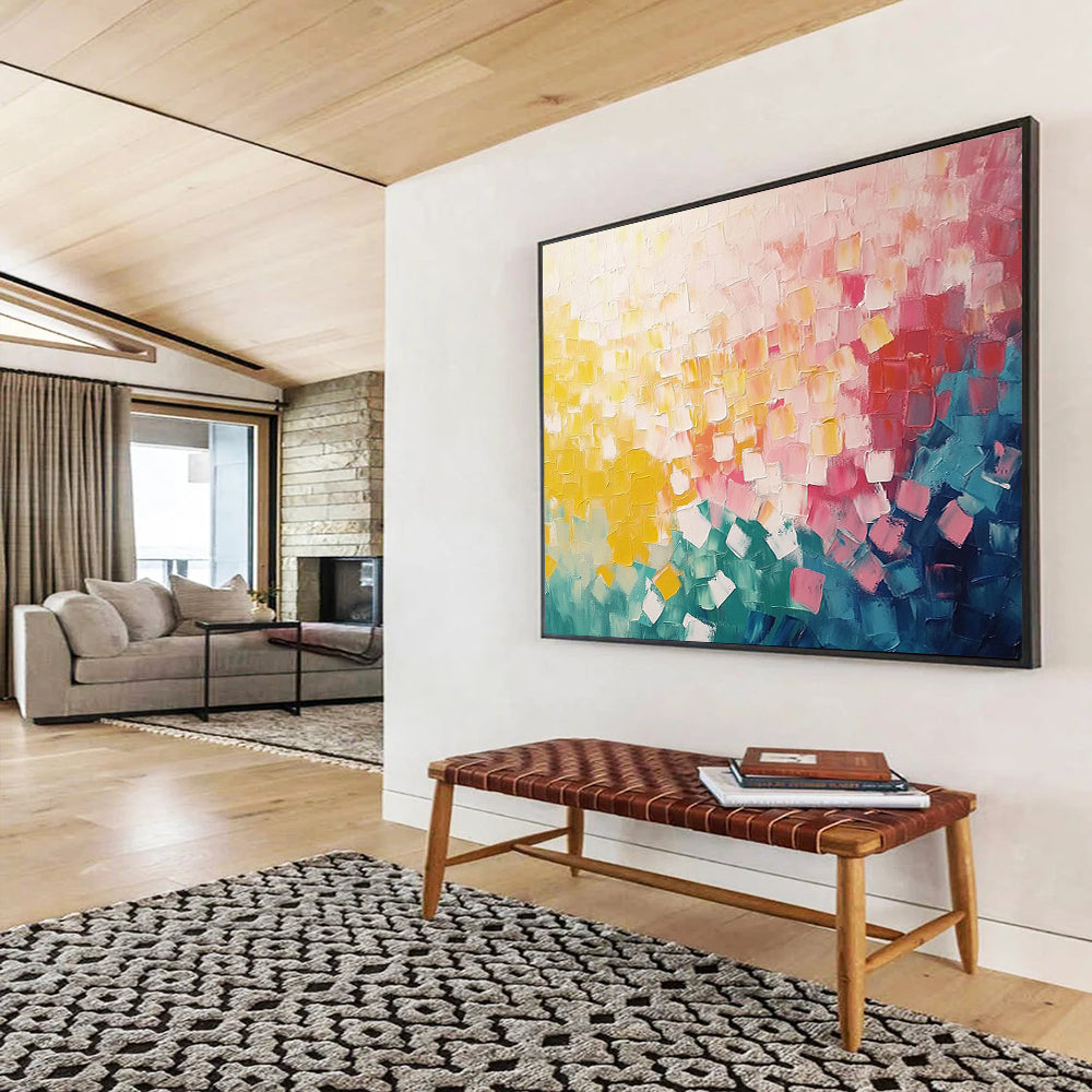 “Colorful Square Impasto” - Pointillist - Inspired Painting On Canvas HB0515