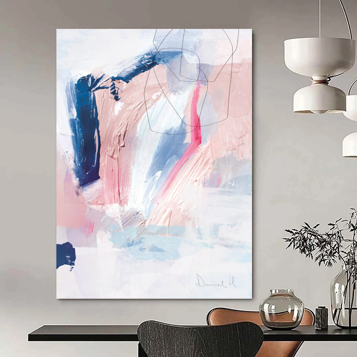 Woven Textures: Extended - Reach Custom Abstract Painting for Office and Hallway DTP155