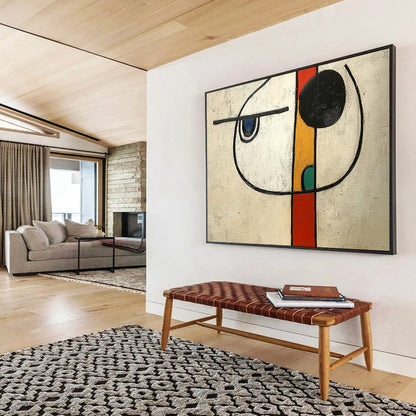 “Whimsical Abstract Face” - Black, White, Blue, Red, Yellow, Green - Playful Abstract Portrait - Acrylic Painting HB1313