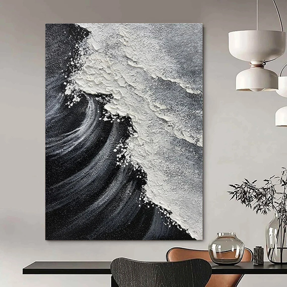 Custom Hand-Painted Abstract Mural for Living Room & Hotel LargeART1484
