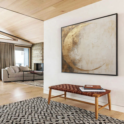 Gold & Beige Moon Abstract - Serene Bedroom Accent DLZ081