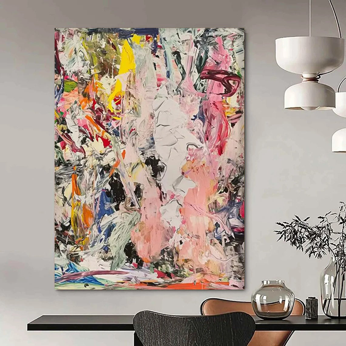 Silken Tapestry: Mega - Sized Hand - Painted Textured Custom Abstract Gem for Dining Room and Hallway DTP097