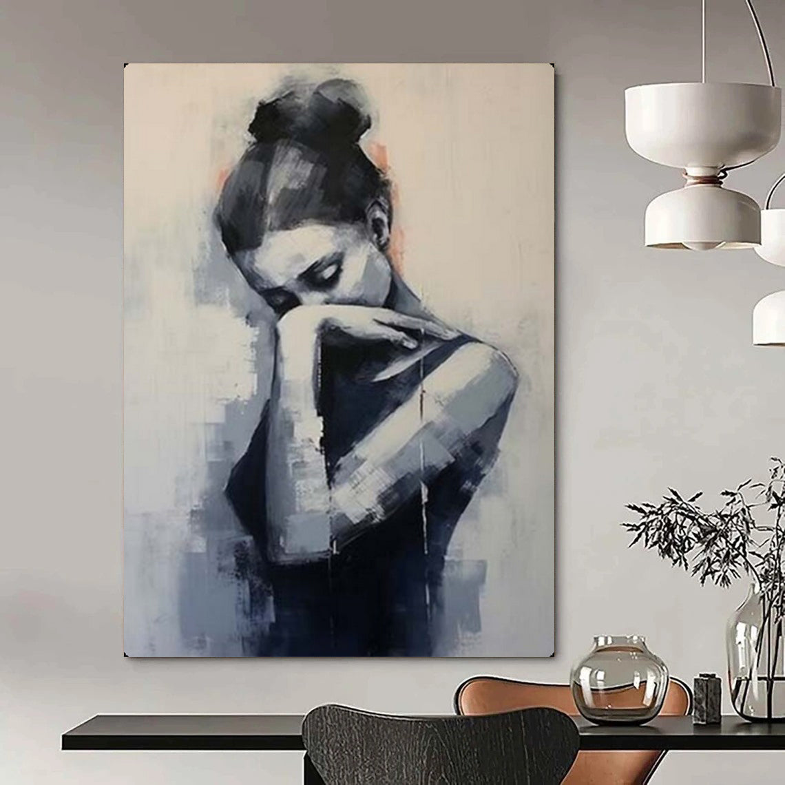 Hand-Painted Large-Scale Textured Abstract Wall Art for Bedroom & Meditation Room LargeART2140