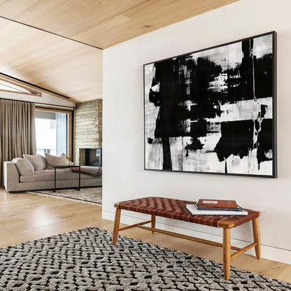 “Monochrome Abstract” - Blacks, Whites, Grays, Bold Textured Shapes - Abstract Acrylic Painting HB1724
