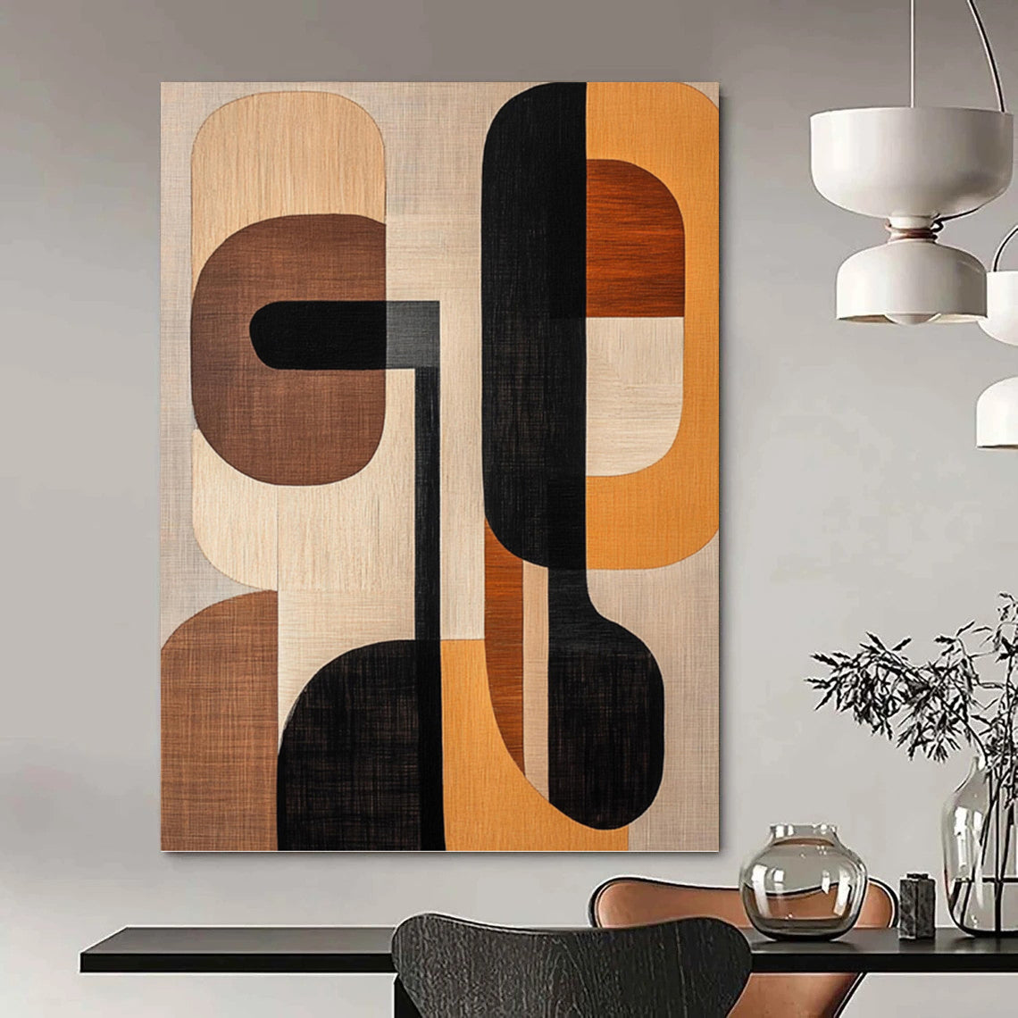 Regally Colossal Hand - Painted Textured Abstract Canvas for Ballroom & Event Hall DKH1242