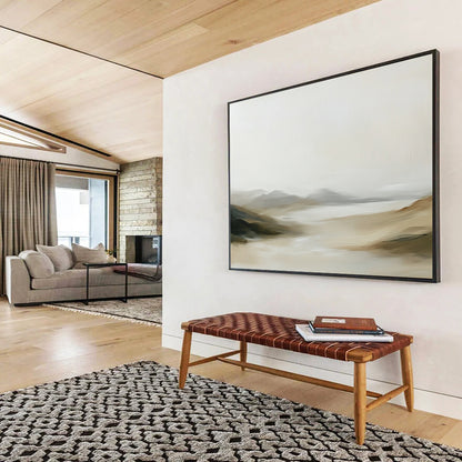 “Muted Tonal Landscape” - Beige, Gray, Brown, Softly Blended Natural Scene - Acrylic Painting HB1656