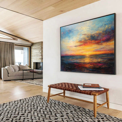 Colorful Sea Sunset - Romantic Landscape Oil Painting On Canvas HB0477