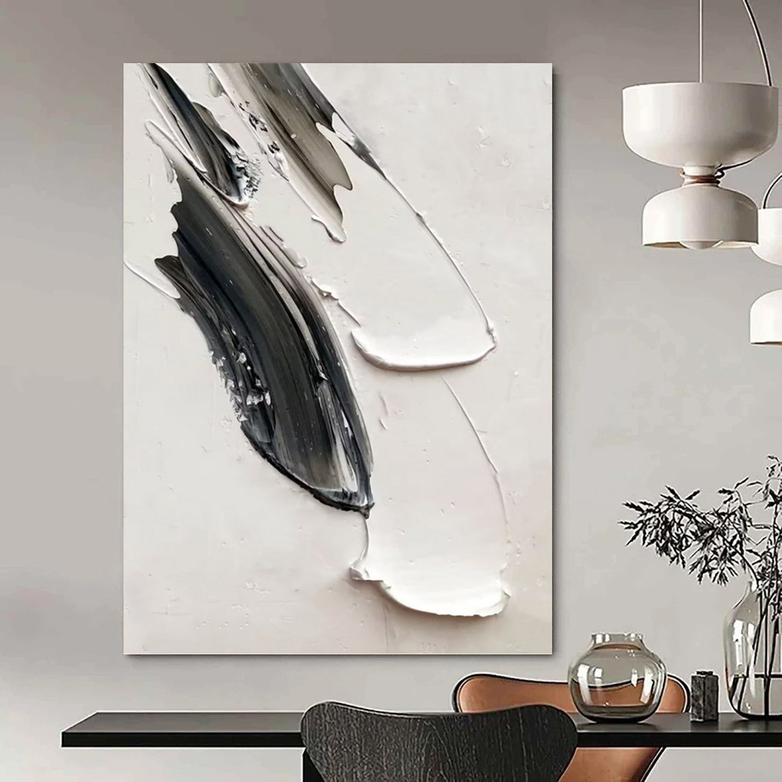 Vertical Hand - Painted Custom Abstract Art for Bedroom and Dining Room DKH1669