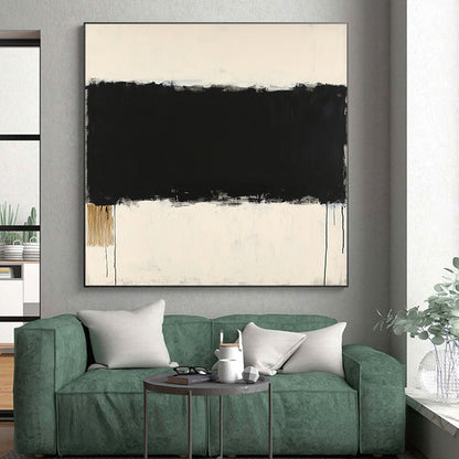Black & White Minimalist Drip - “Abyss Horizon” Painting On Canvas HB200