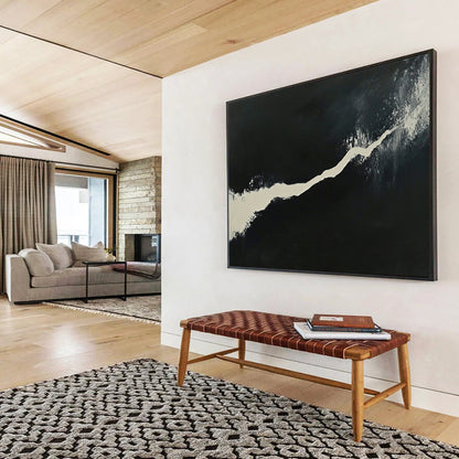 “Winding White Path” - Stark white, rich black, Abstract Minimalist Painting On Canvas HB0609