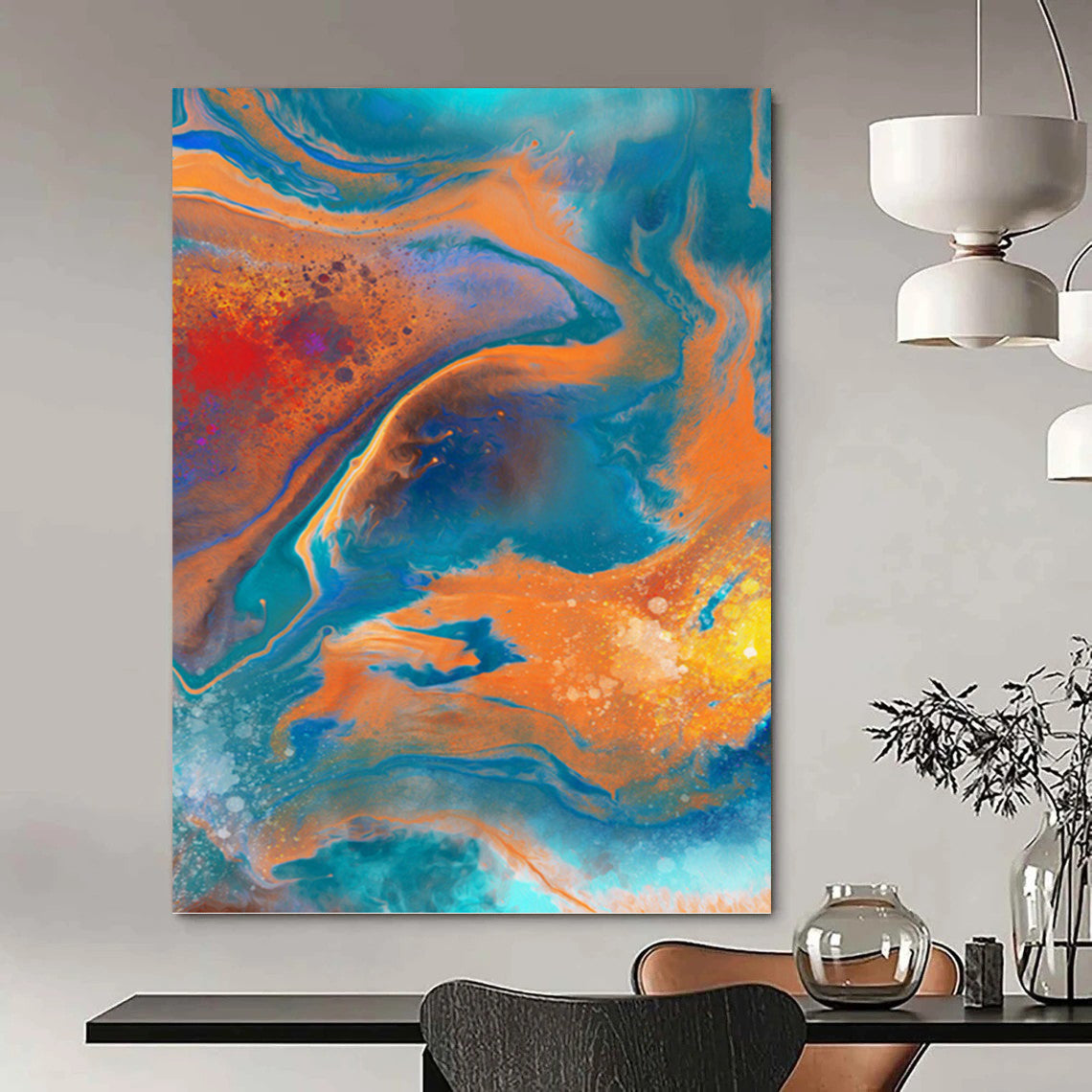 Graceful Textured Abstract Mural for Dining Room & Entryway DKH0940