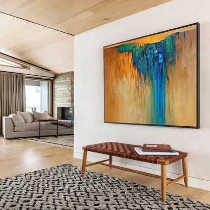 Brown and Blue Abstract Waterfall - “Cascading Colors” Painting On Canvas HB1465