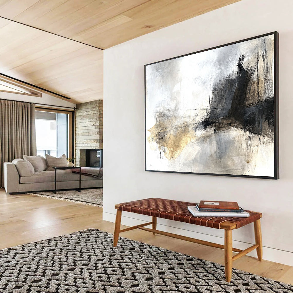 “Soft Gray - Beige Abstract” - Gray, Beige with Subtle Textures - Painting On Canvas HB1388