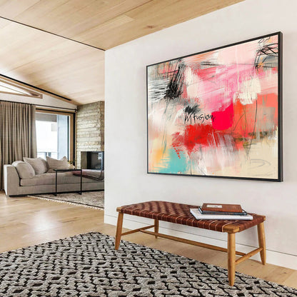 Colorful Abstract 'Mfusion' - Mixed - Media Expressive Painting On Canvas HB0472