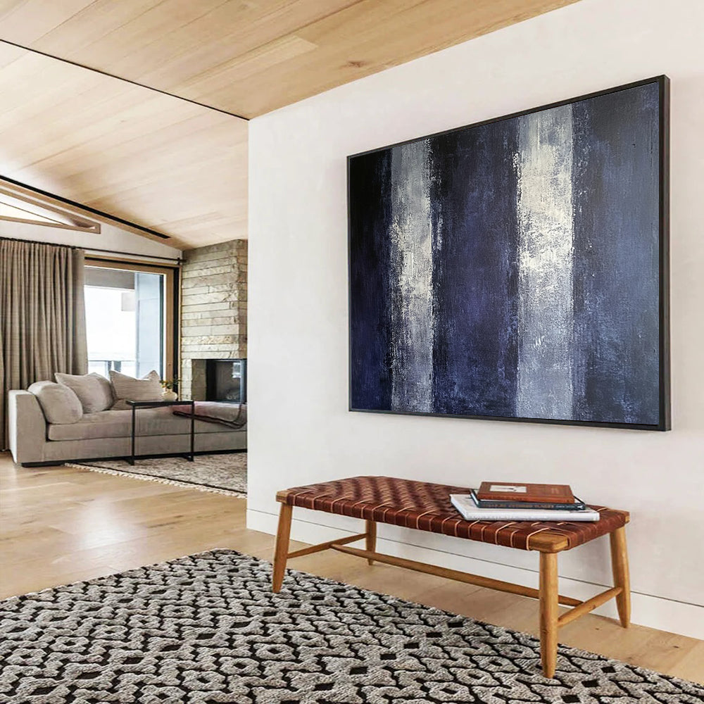 “Moody Purple Stripes” - Purple, Gray, Black, Abstract Vertical Strokes Painting On Canvas HB1034